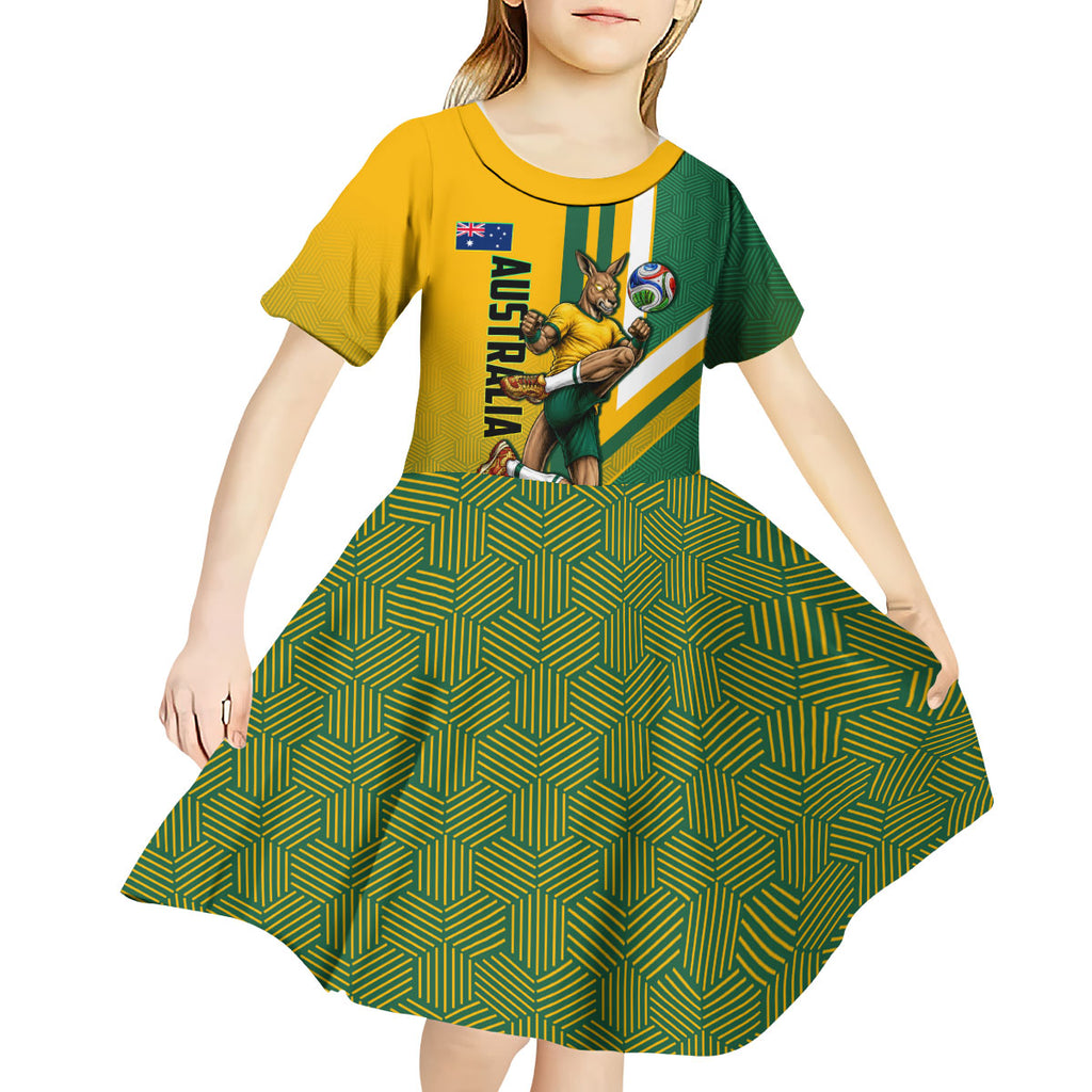 Personalized Australia Soccer Kangaroo Kid Short Sleeve Dress Australia Flag Athletic Mascot Boxing Kangaroo