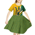 Personalized Australia Soccer Kangaroo Kid Short Sleeve Dress Australia Flag Athletic Mascot Boxing Kangaroo