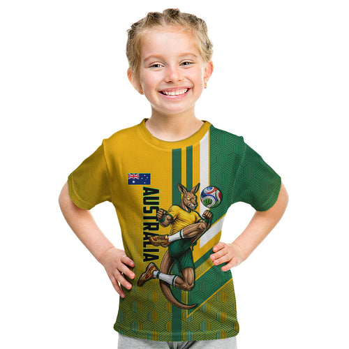 Personalized Australia Soccer Kangaroo Kid T Shirt Australia Flag Athletic Mascot Boxing Kangaroo