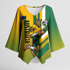 Personalized Australia Soccer Kangaroo Kimono Sleeve Blouse Australia Flag Athletic Mascot Boxing Kangaroo