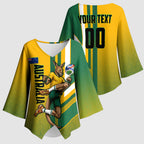 Personalized Australia Soccer Kangaroo Kimono Sleeve Blouse Australia Flag Athletic Mascot Boxing Kangaroo
