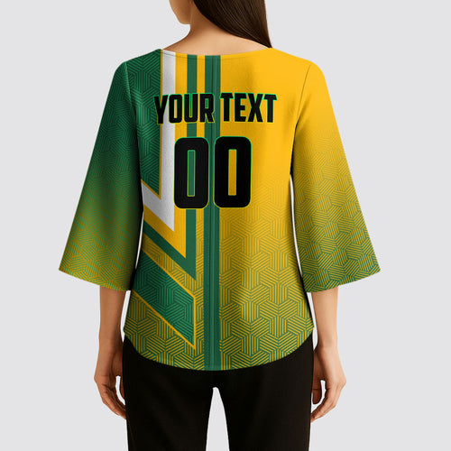 Personalized Australia Soccer Kangaroo Kimono Sleeve Blouse Australia Flag Athletic Mascot Boxing Kangaroo