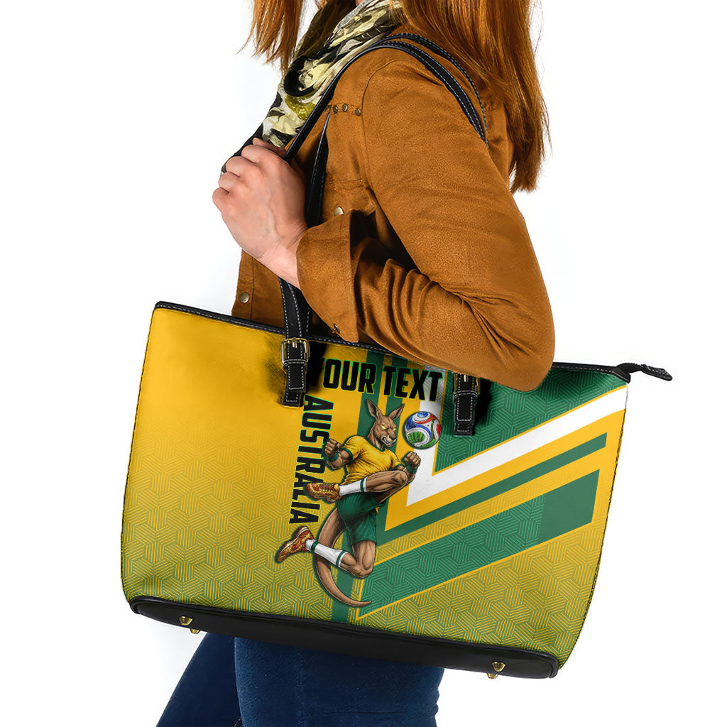 Personalized Australia Soccer Kangaroo Leather Tote Bag Australia Flag Athletic Mascot Boxing Kangaroo