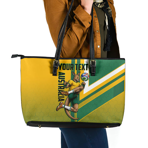 Personalized Australia Soccer Kangaroo Leather Tote Bag Australia Flag Athletic Mascot Boxing Kangaroo