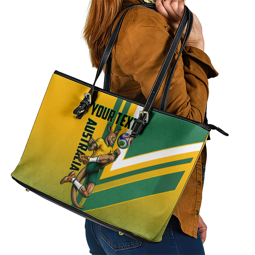 Personalized Australia Soccer Kangaroo Leather Tote Bag Australia Flag Athletic Mascot Boxing Kangaroo