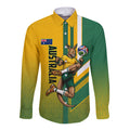 Personalized Australia Soccer Kangaroo Long Sleeve Button Shirt Australia Flag Athletic Mascot Boxing Kangaroo