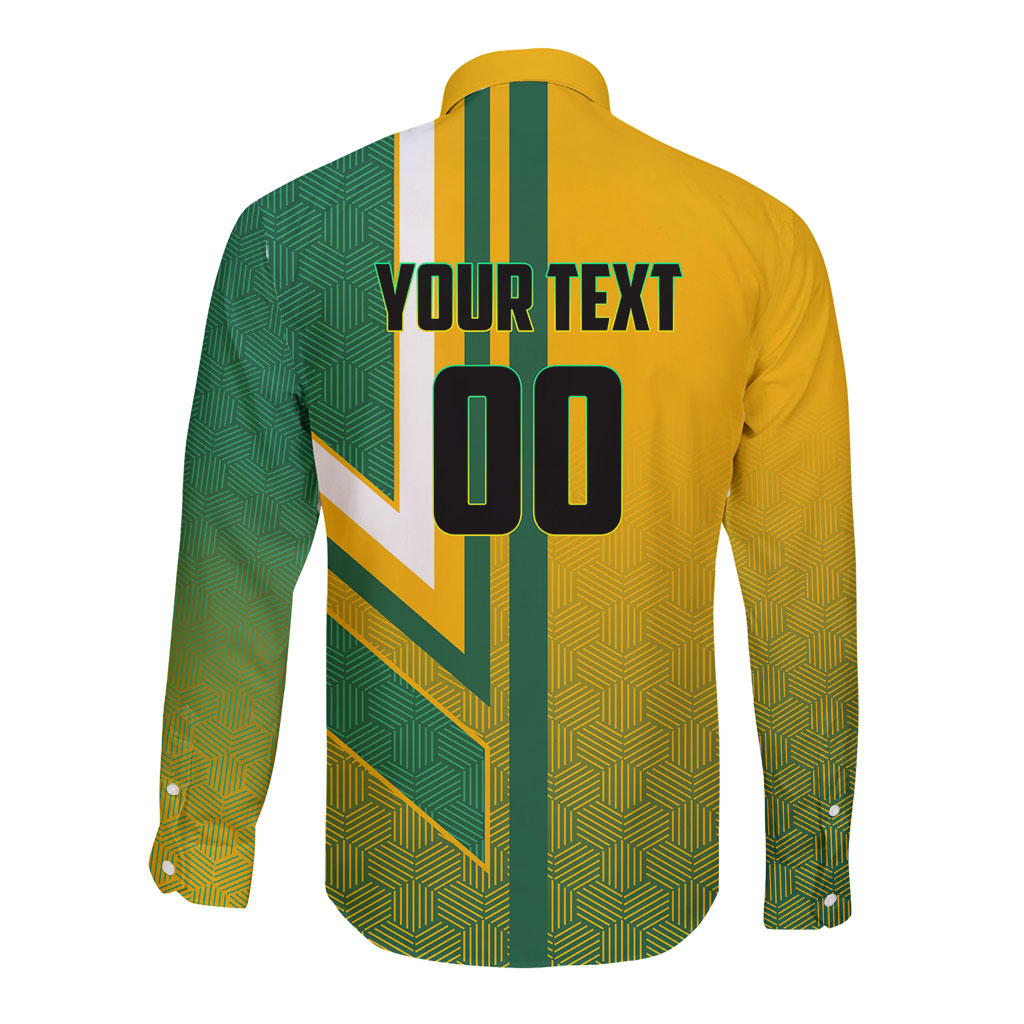Personalized Australia Soccer Kangaroo Long Sleeve Button Shirt Australia Flag Athletic Mascot Boxing Kangaroo