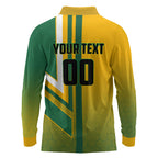 Personalized Australia Soccer Kangaroo Long Sleeve Polo Shirt Australia Flag Athletic Mascot Boxing Kangaroo