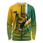 Personalized Australia Soccer Kangaroo Long Sleeve Shirt Australia Flag Athletic Mascot Boxing Kangaroo
