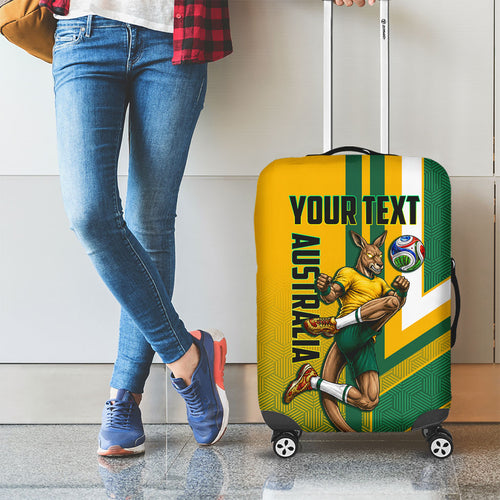 Personalized Australia Soccer Kangaroo Luggage Cover Australia Flag Athletic Mascot Boxing Kangaroo