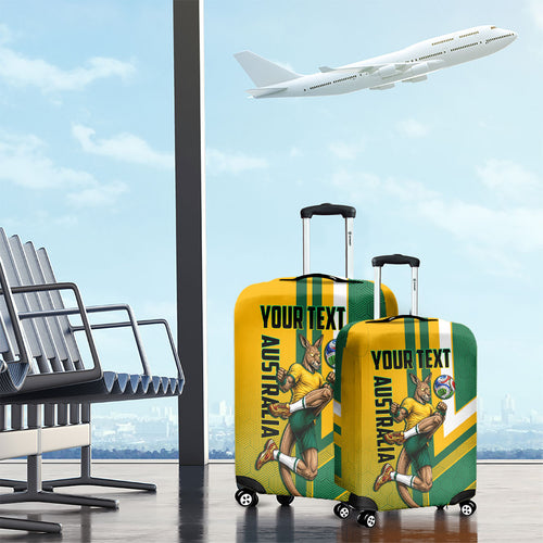 Personalized Australia Soccer Kangaroo Luggage Cover Australia Flag Athletic Mascot Boxing Kangaroo