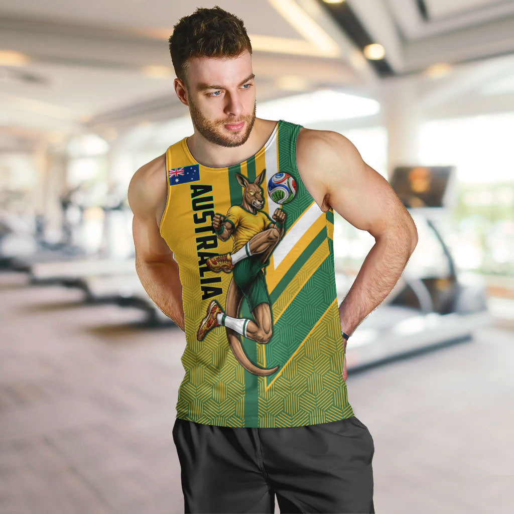 Personalized Australia Soccer Kangaroo Men Tank Top Australia Flag Athletic Mascot Boxing Kangaroo