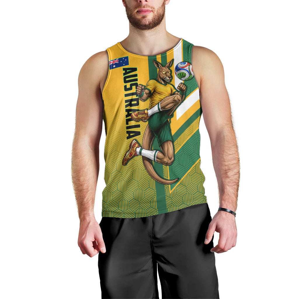 Personalized Australia Soccer Kangaroo Men Tank Top Australia Flag Athletic Mascot Boxing Kangaroo
