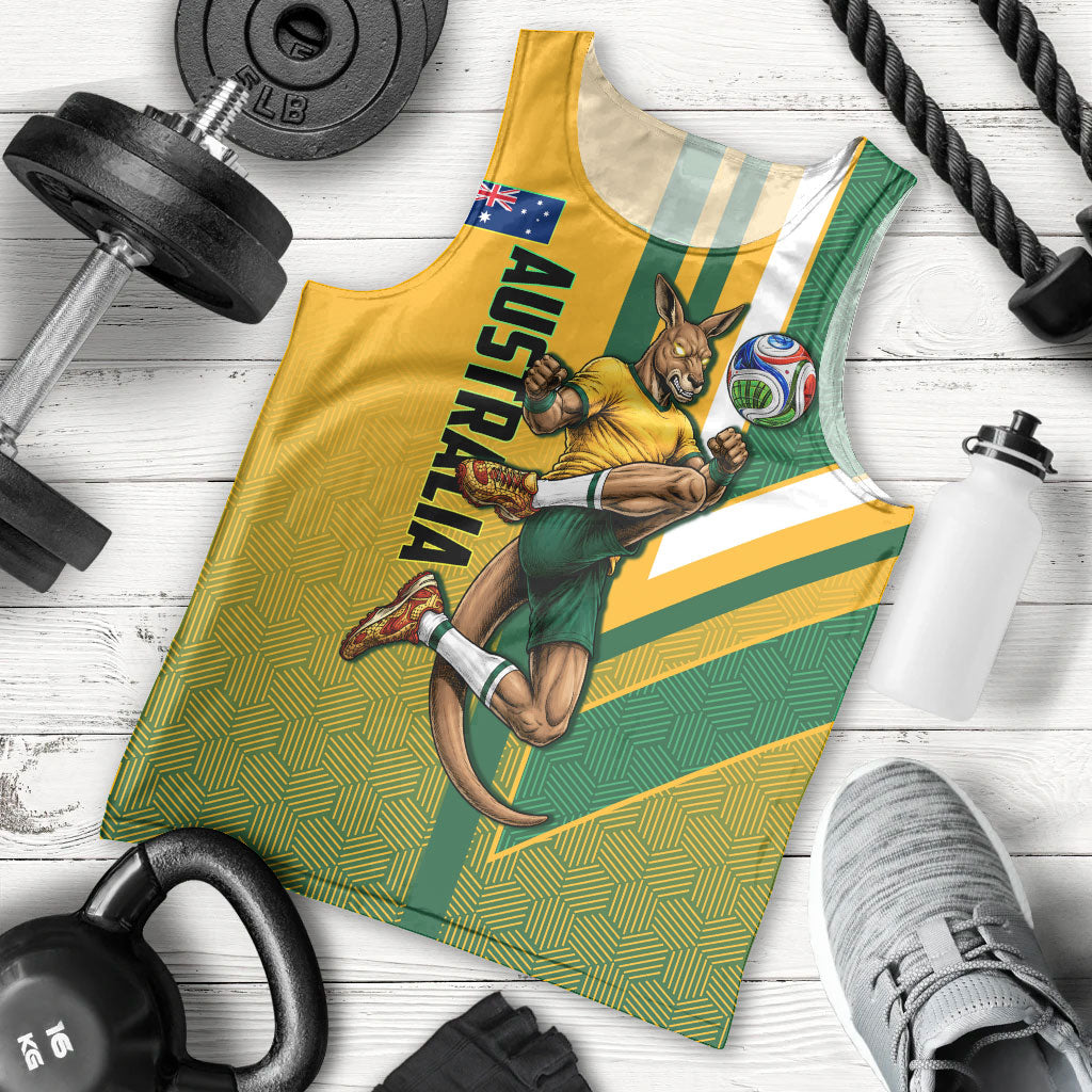 Personalized Australia Soccer Kangaroo Men Tank Top Australia Flag Athletic Mascot Boxing Kangaroo