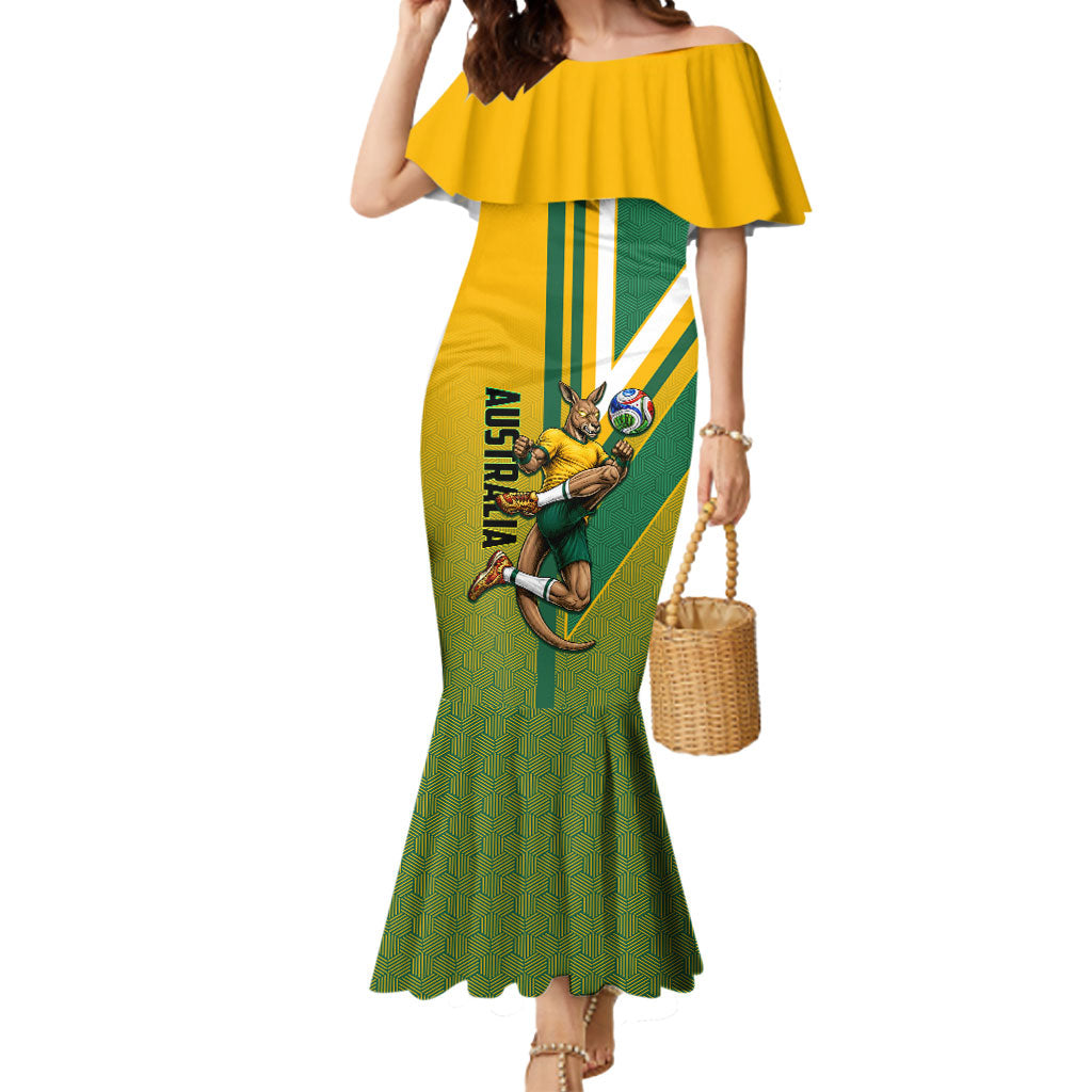 Personalized Australia Soccer Kangaroo Mermaid Dress Australia Flag Athletic Mascot Boxing Kangaroo
