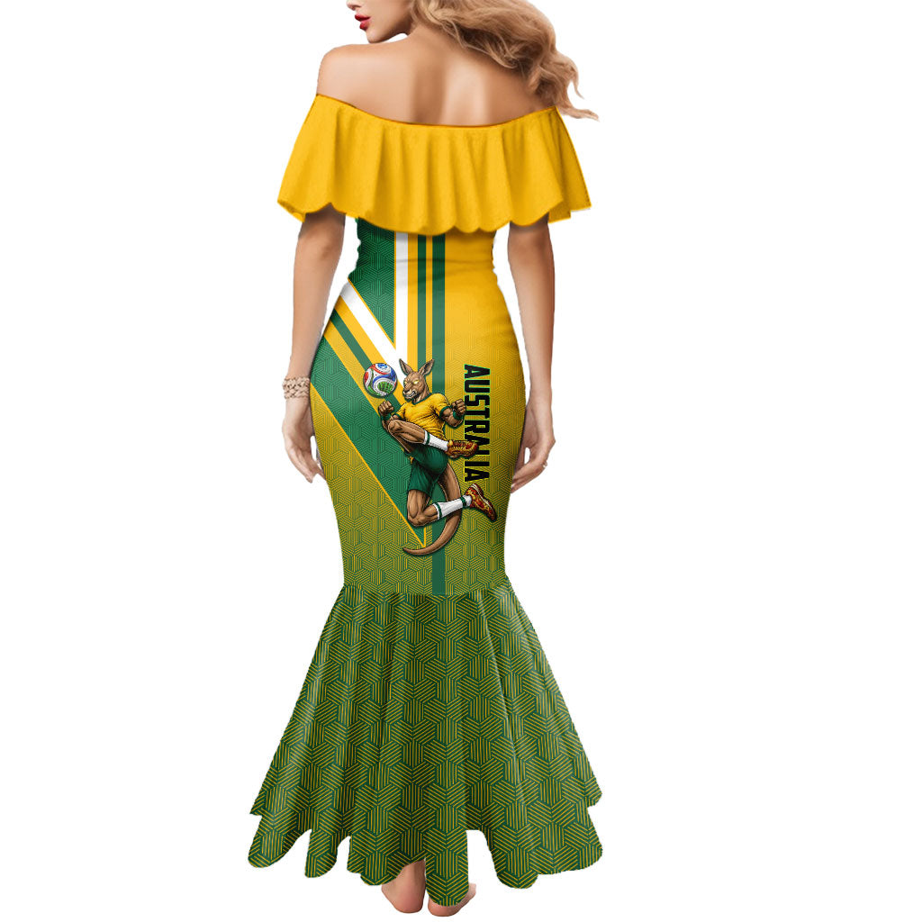 Personalized Australia Soccer Kangaroo Mermaid Dress Australia Flag Athletic Mascot Boxing Kangaroo