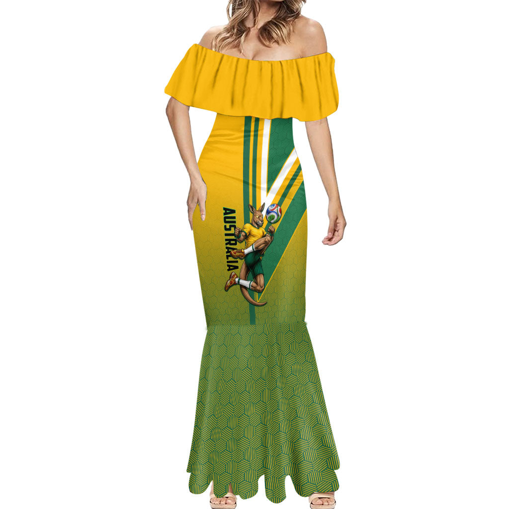 Personalized Australia Soccer Kangaroo Mermaid Dress Australia Flag Athletic Mascot Boxing Kangaroo