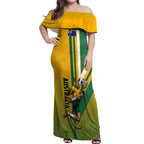 Personalized Australia Soccer Kangaroo Off Shoulder Maxi Dress Australia Flag Athletic Mascot Boxing Kangaroo