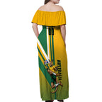 Personalized Australia Soccer Kangaroo Off Shoulder Maxi Dress Australia Flag Athletic Mascot Boxing Kangaroo
