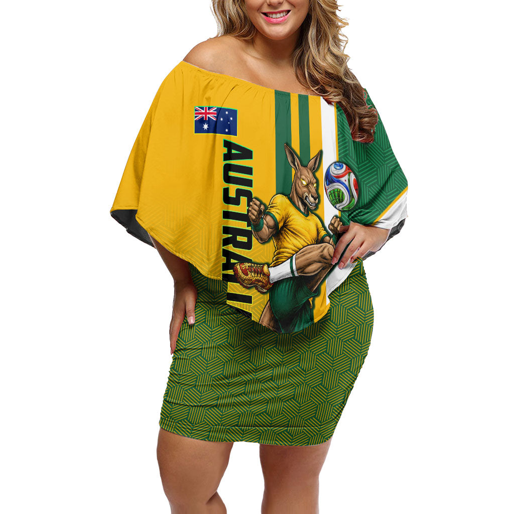 Personalized Australia Soccer Kangaroo Off Shoulder Short Dress Australia Flag Athletic Mascot Boxing Kangaroo