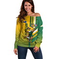 Personalized Australia Soccer Kangaroo Off Shoulder Sweater Australia Flag Athletic Mascot Boxing Kangaroo