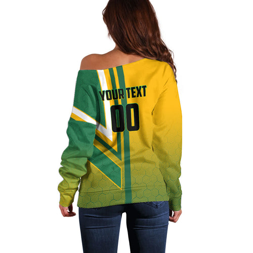 Personalized Australia Soccer Kangaroo Off Shoulder Sweater Australia Flag Athletic Mascot Boxing Kangaroo