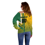 Personalized Australia Soccer Kangaroo Off Shoulder Sweater Australia Flag Athletic Mascot Boxing Kangaroo