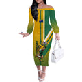 Personalized Australia Soccer Kangaroo Off The Shoulder Long Sleeve Dress Australia Flag Athletic Mascot Boxing Kangaroo