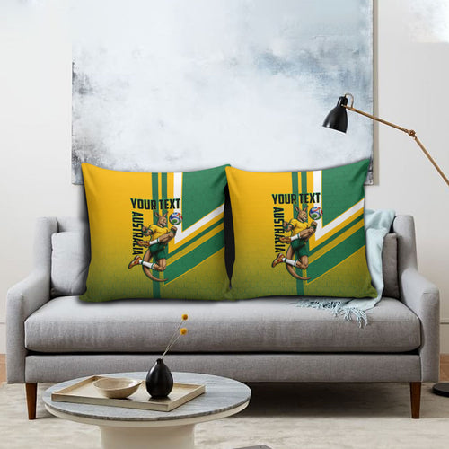 Personalized Australia Soccer Kangaroo Pillow Cover Australia Flag Athletic Mascot Boxing Kangaroo