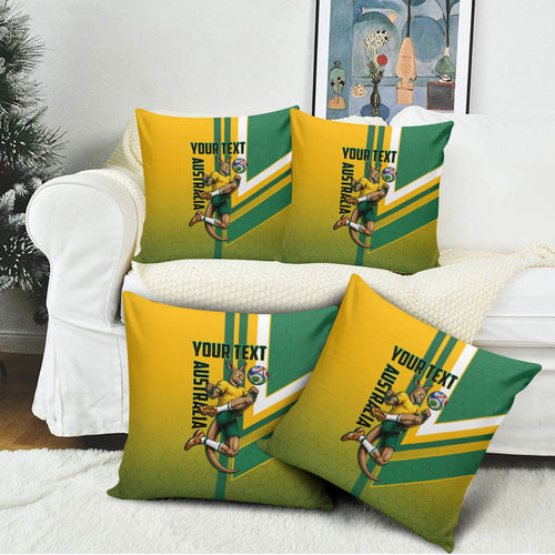 Personalized Australia Soccer Kangaroo Pillow Cover Australia Flag Athletic Mascot Boxing Kangaroo