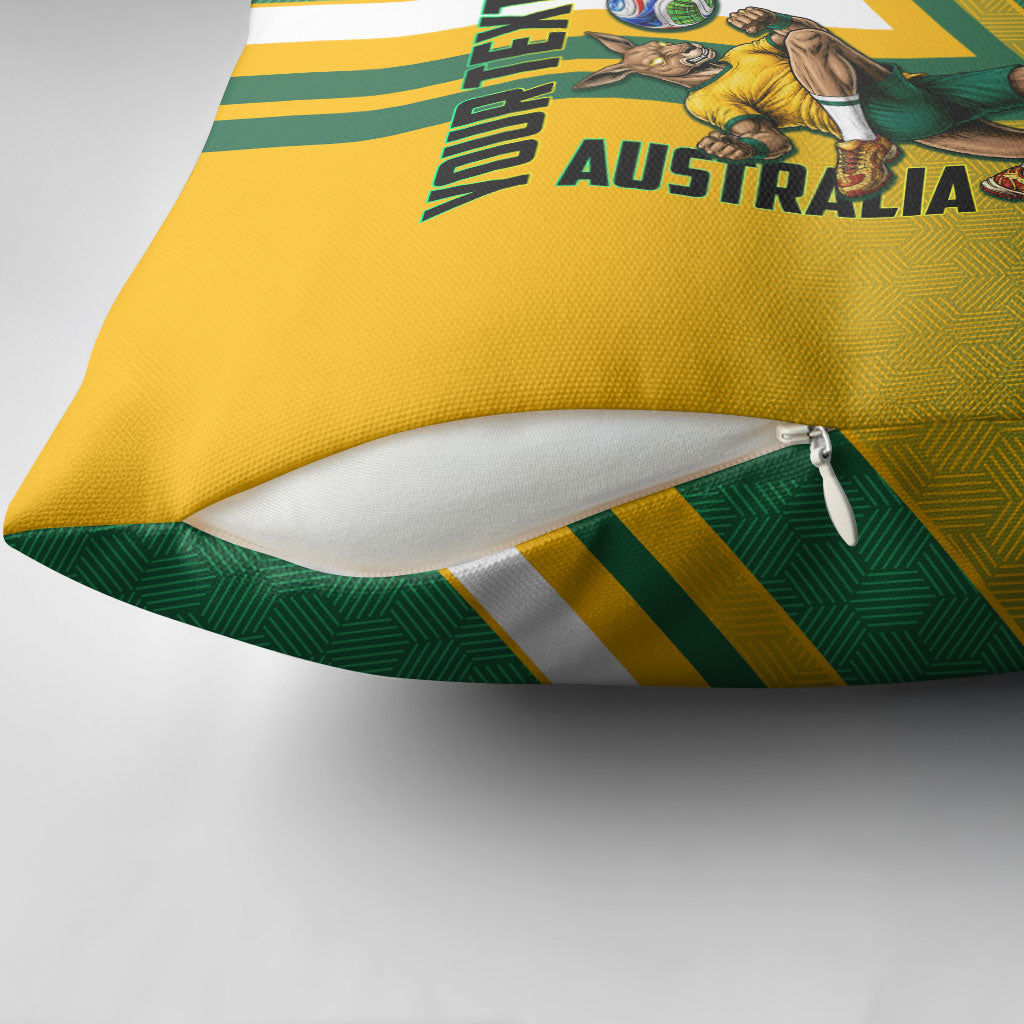 Personalized Australia Soccer Kangaroo Pillow Cover Australia Flag Athletic Mascot Boxing Kangaroo
