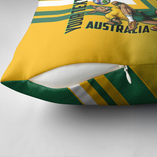 Personalized Australia Soccer Kangaroo Pillow Cover Australia Flag Athletic Mascot Boxing Kangaroo