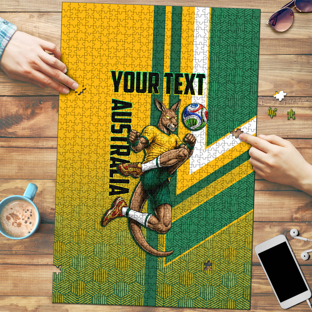 Personalized Australia Soccer Kangaroo Puzzle Australia Flag Athletic Mascot Boxing Kangaroo