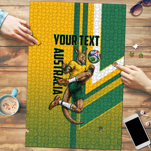 Personalized Australia Soccer Kangaroo Puzzle Australia Flag Athletic Mascot Boxing Kangaroo