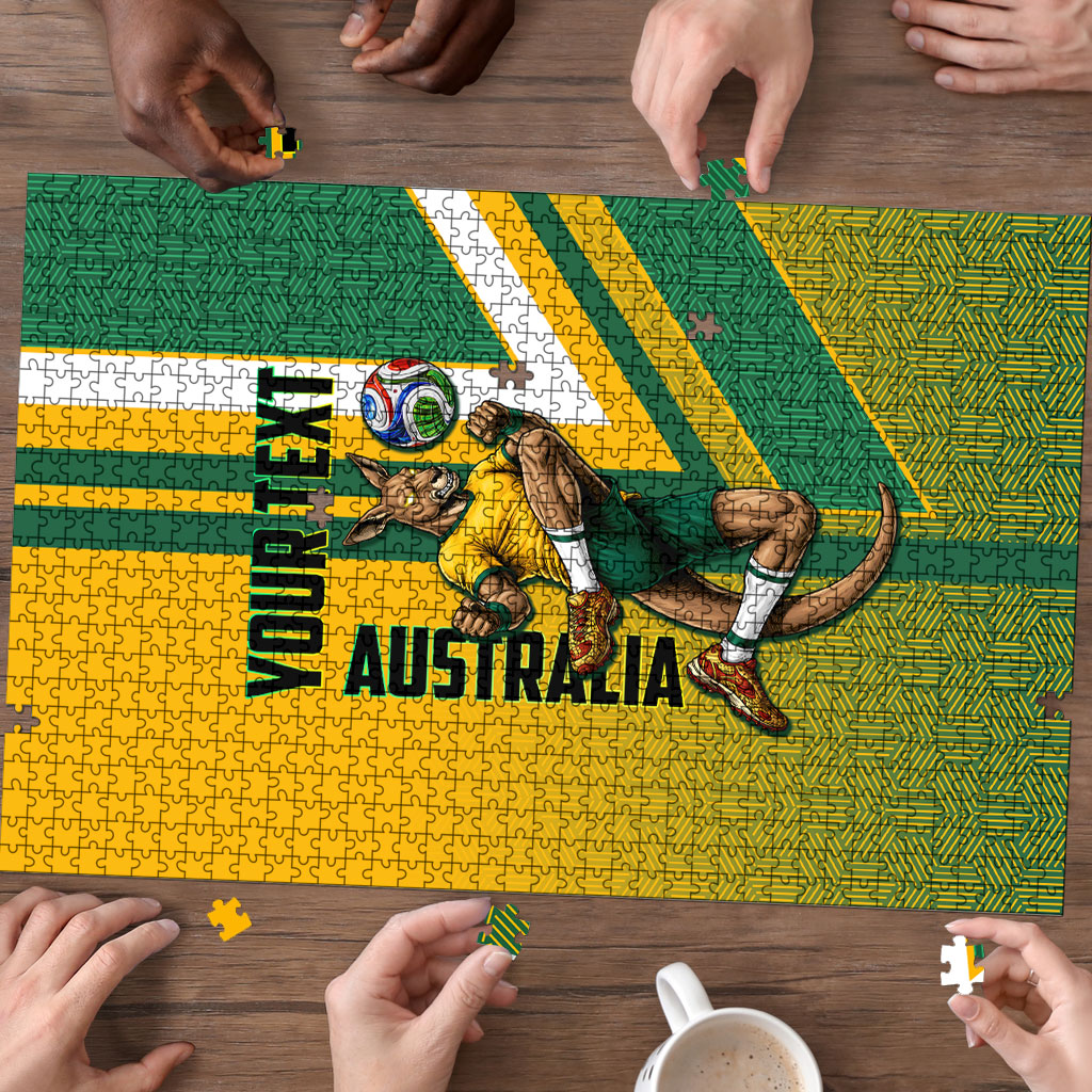 Personalized Australia Soccer Kangaroo Puzzle Australia Flag Athletic Mascot Boxing Kangaroo