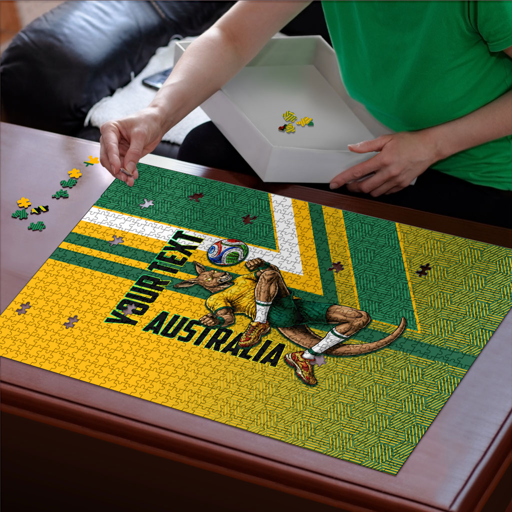 Personalized Australia Soccer Kangaroo Puzzle Australia Flag Athletic Mascot Boxing Kangaroo