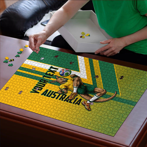 Personalized Australia Soccer Kangaroo Puzzle Australia Flag Athletic Mascot Boxing Kangaroo