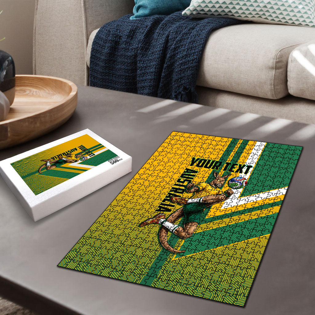 Personalized Australia Soccer Kangaroo Puzzle Australia Flag Athletic Mascot Boxing Kangaroo