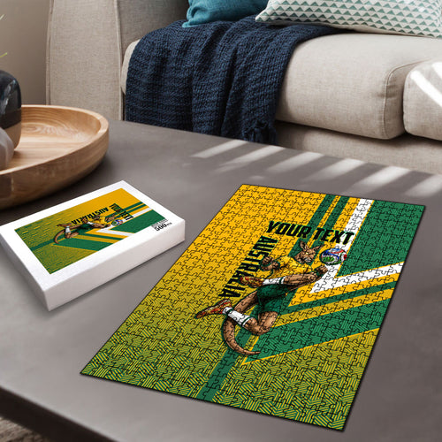 Personalized Australia Soccer Kangaroo Puzzle Australia Flag Athletic Mascot Boxing Kangaroo