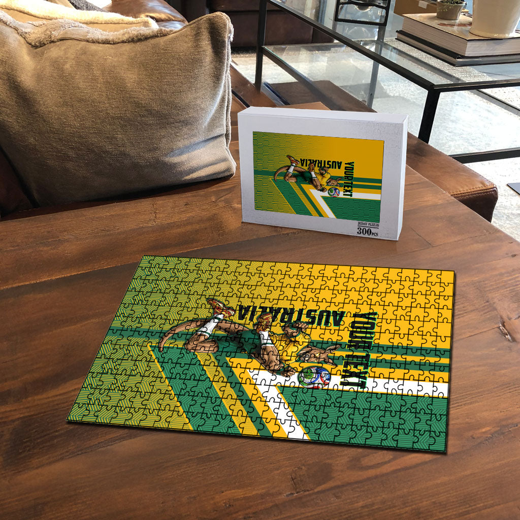 Personalized Australia Soccer Kangaroo Puzzle Australia Flag Athletic Mascot Boxing Kangaroo