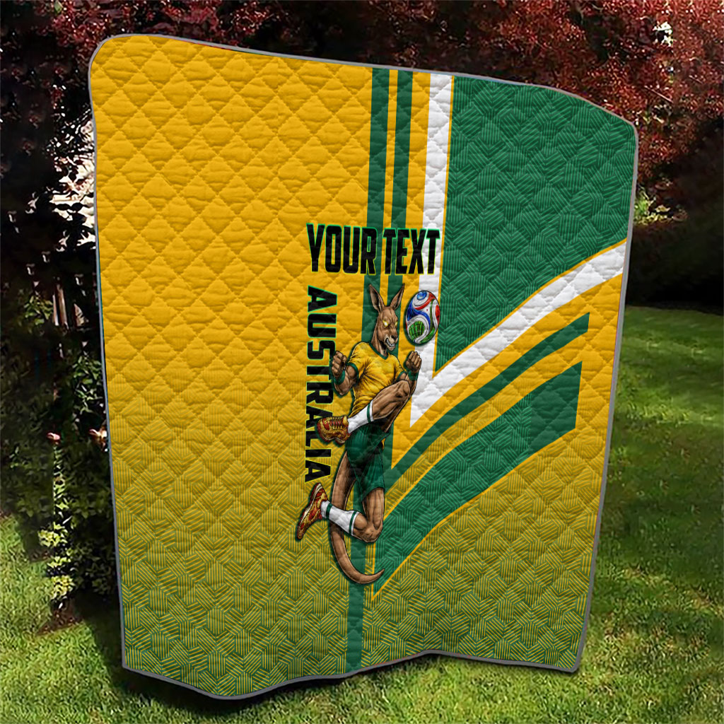 Personalized Australia Soccer Kangaroo Quilt Australia Flag Athletic Mascot Boxing Kangaroo