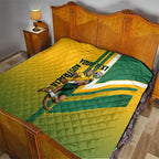 Personalized Australia Soccer Kangaroo Quilt Australia Flag Athletic Mascot Boxing Kangaroo