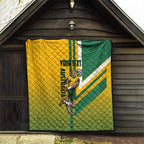 Personalized Australia Soccer Kangaroo Quilt Australia Flag Athletic Mascot Boxing Kangaroo