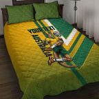 Personalized Australia Soccer Kangaroo Quilt Bed Set Australia Flag Athletic Mascot Boxing Kangaroo
