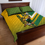 Personalized Australia Soccer Kangaroo Quilt Bed Set Australia Flag Athletic Mascot Boxing Kangaroo