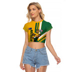 Personalized Australia Soccer Kangaroo Raglan Cropped T Shirt Australia Flag Athletic Mascot Boxing Kangaroo