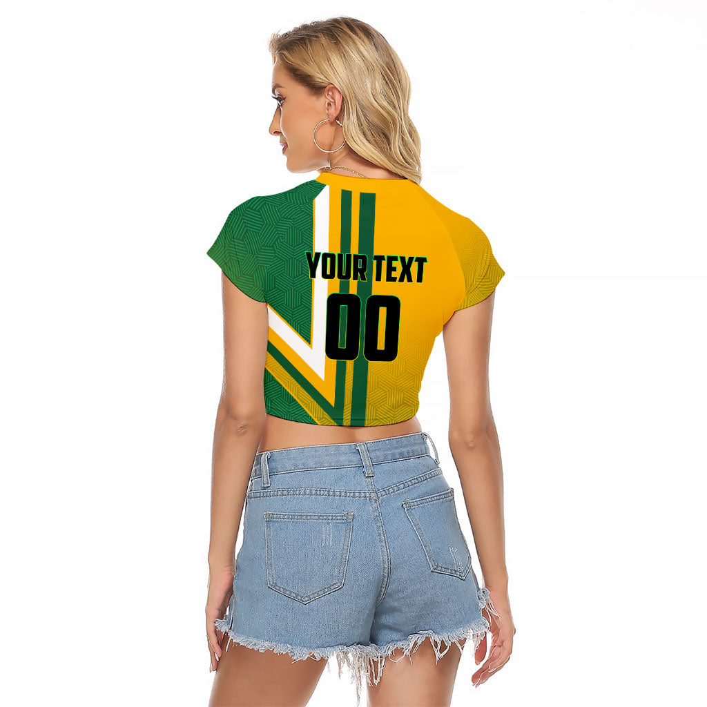 Personalized Australia Soccer Kangaroo Raglan Cropped T Shirt Australia Flag Athletic Mascot Boxing Kangaroo