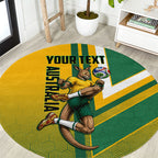Personalized Australia Soccer Kangaroo Round Carpet Australia Flag Athletic Mascot Boxing Kangaroo