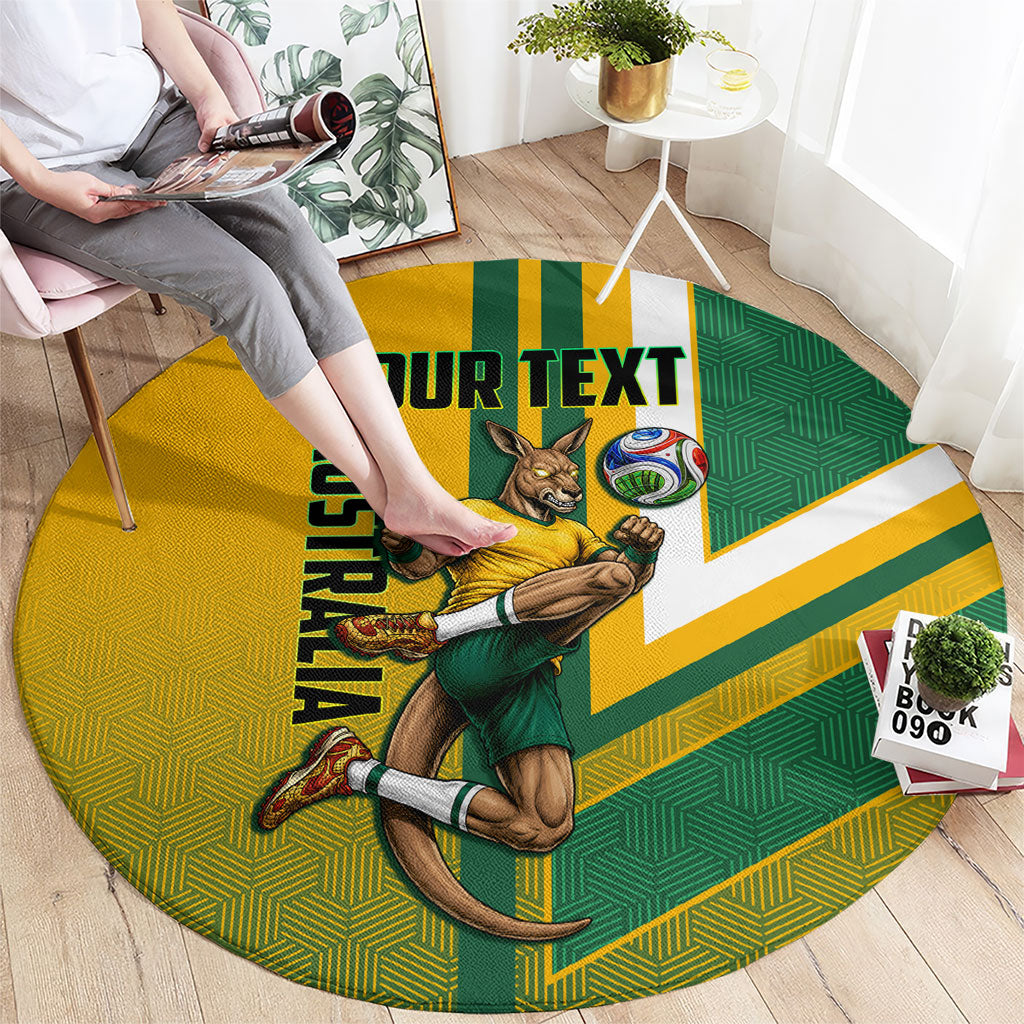 Personalized Australia Soccer Kangaroo Round Carpet Australia Flag Athletic Mascot Boxing Kangaroo