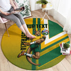 Personalized Australia Soccer Kangaroo Round Carpet Australia Flag Athletic Mascot Boxing Kangaroo